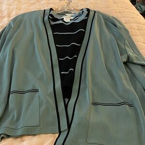 Misook Blue and Black Cardigan Sweater